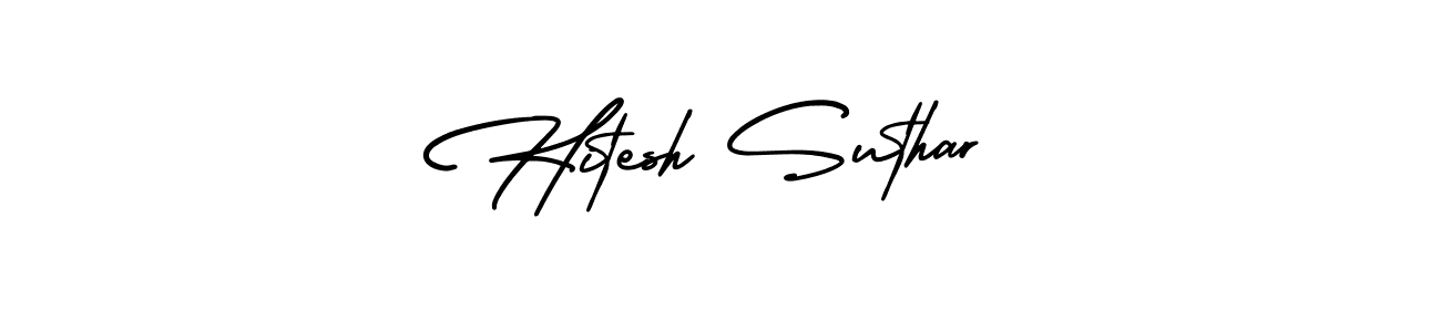 Make a beautiful signature design for name Hitesh Suthar. With this signature (AmerikaSignatureDemo-Regular) style, you can create a handwritten signature for free. Hitesh Suthar signature style 3 images and pictures png