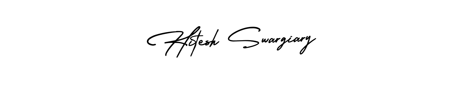 You should practise on your own different ways (AmerikaSignatureDemo-Regular) to write your name (Hitesh Swargiary) in signature. don't let someone else do it for you. Hitesh Swargiary signature style 3 images and pictures png