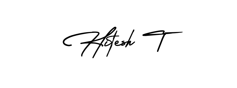 Make a beautiful signature design for name Hitesh T. With this signature (AmerikaSignatureDemo-Regular) style, you can create a handwritten signature for free. Hitesh T signature style 3 images and pictures png