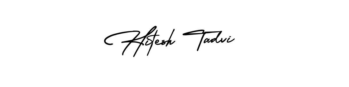 The best way (AmerikaSignatureDemo-Regular) to make a short signature is to pick only two or three words in your name. The name Hitesh Tadvi include a total of six letters. For converting this name. Hitesh Tadvi signature style 3 images and pictures png