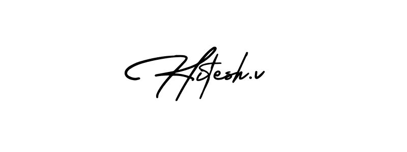 Use a signature maker to create a handwritten signature online. With this signature software, you can design (AmerikaSignatureDemo-Regular) your own signature for name Hitesh.v. Hitesh.v signature style 3 images and pictures png