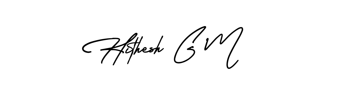 It looks lik you need a new signature style for name Hithesh G M. Design unique handwritten (AmerikaSignatureDemo-Regular) signature with our free signature maker in just a few clicks. Hithesh G M signature style 3 images and pictures png