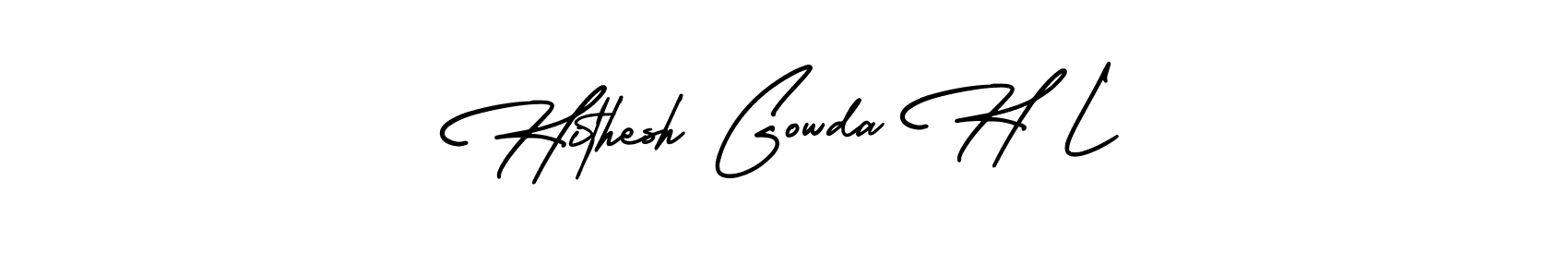 Make a beautiful signature design for name Hithesh Gowda H L. With this signature (AmerikaSignatureDemo-Regular) style, you can create a handwritten signature for free. Hithesh Gowda H L signature style 3 images and pictures png