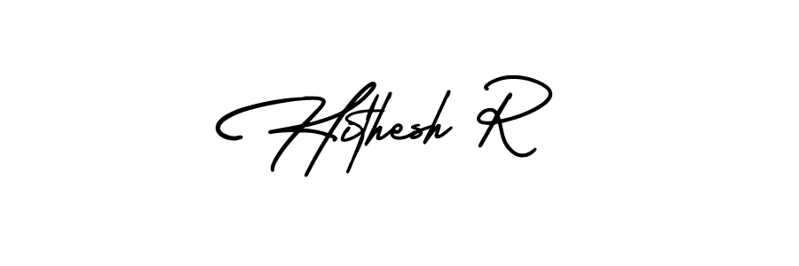 Use a signature maker to create a handwritten signature online. With this signature software, you can design (AmerikaSignatureDemo-Regular) your own signature for name Hithesh R. Hithesh R signature style 3 images and pictures png