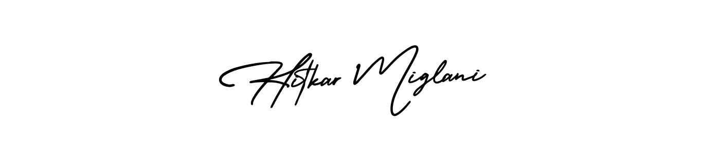 Similarly AmerikaSignatureDemo-Regular is the best handwritten signature design. Signature creator online .You can use it as an online autograph creator for name Hitkar Miglani. Hitkar Miglani signature style 3 images and pictures png