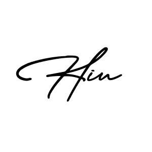 Use a signature maker to create a handwritten signature online. With this signature software, you can design (AmerikaSignatureDemo-Regular) your own signature for name Hiu. Hiu signature style 3 images and pictures png