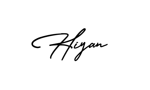 How to make Hiyan name signature. Use AmerikaSignatureDemo-Regular style for creating short signs online. This is the latest handwritten sign. Hiyan signature style 3 images and pictures png