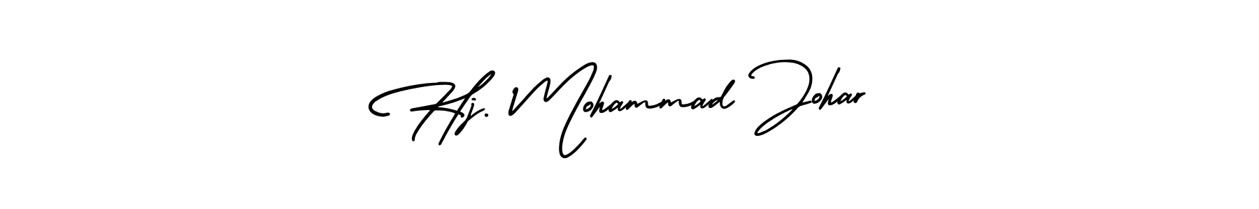 The best way (AmerikaSignatureDemo-Regular) to make a short signature is to pick only two or three words in your name. The name Hj. Mohammad Johar include a total of six letters. For converting this name. Hj. Mohammad Johar signature style 3 images and pictures png