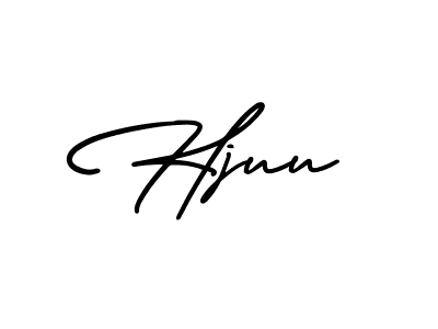 How to make Hjuu name signature. Use AmerikaSignatureDemo-Regular style for creating short signs online. This is the latest handwritten sign. Hjuu signature style 3 images and pictures png