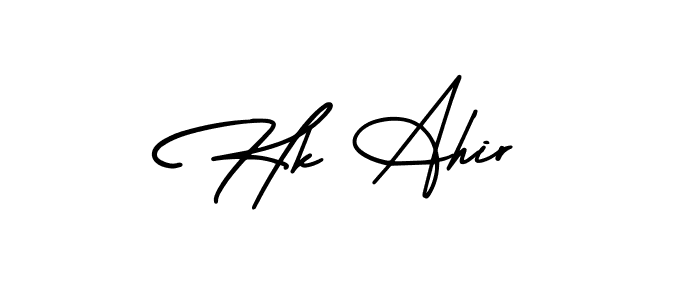 You should practise on your own different ways (AmerikaSignatureDemo-Regular) to write your name (Hk Ahir) in signature. don't let someone else do it for you. Hk Ahir signature style 3 images and pictures png