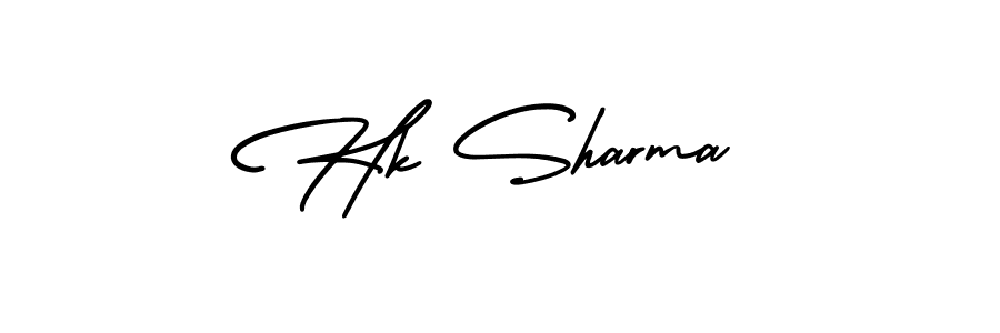 The best way (AmerikaSignatureDemo-Regular) to make a short signature is to pick only two or three words in your name. The name Hk Sharma include a total of six letters. For converting this name. Hk Sharma signature style 3 images and pictures png