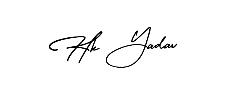 You should practise on your own different ways (AmerikaSignatureDemo-Regular) to write your name (Hk Yadav) in signature. don't let someone else do it for you. Hk Yadav signature style 3 images and pictures png