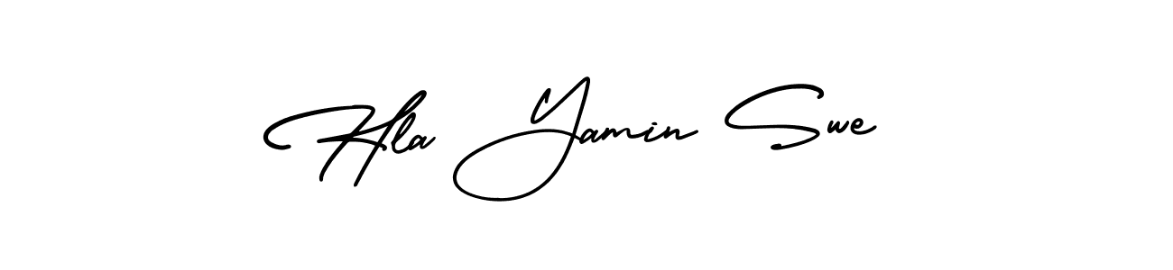 Also You can easily find your signature by using the search form. We will create Hla Yamin Swe name handwritten signature images for you free of cost using AmerikaSignatureDemo-Regular sign style. Hla Yamin Swe signature style 3 images and pictures png