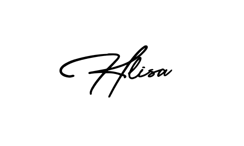 You should practise on your own different ways (AmerikaSignatureDemo-Regular) to write your name (Hlisa) in signature. don't let someone else do it for you. Hlisa signature style 3 images and pictures png