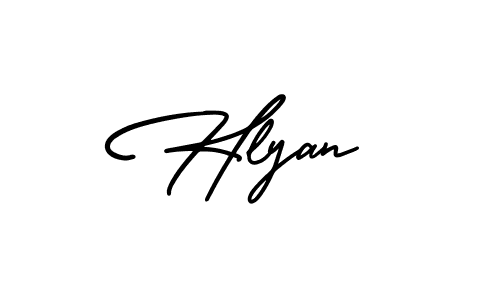 Similarly AmerikaSignatureDemo-Regular is the best handwritten signature design. Signature creator online .You can use it as an online autograph creator for name Hlyan. Hlyan signature style 3 images and pictures png