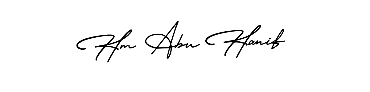 You should practise on your own different ways (AmerikaSignatureDemo-Regular) to write your name (Hm Abu Hanif) in signature. don't let someone else do it for you. Hm Abu Hanif signature style 3 images and pictures png