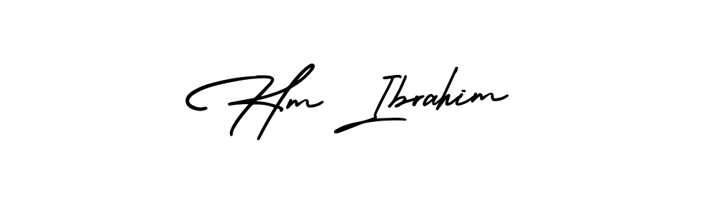How to make Hm Ibrahim name signature. Use AmerikaSignatureDemo-Regular style for creating short signs online. This is the latest handwritten sign. Hm Ibrahim signature style 3 images and pictures png