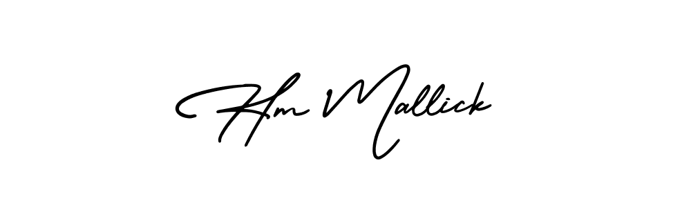 You should practise on your own different ways (AmerikaSignatureDemo-Regular) to write your name (Hm Mallick) in signature. don't let someone else do it for you. Hm Mallick signature style 3 images and pictures png