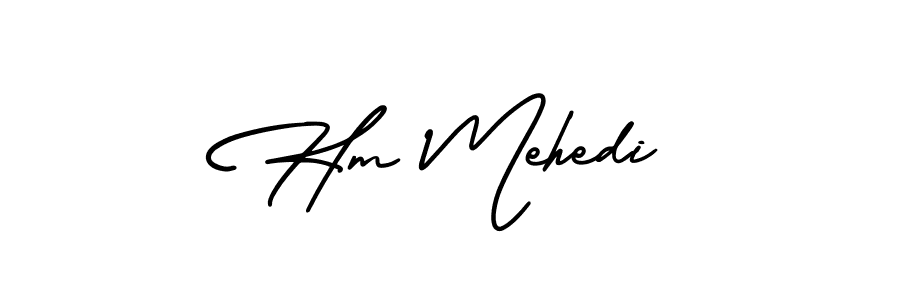 Similarly AmerikaSignatureDemo-Regular is the best handwritten signature design. Signature creator online .You can use it as an online autograph creator for name Hm Mehedi. Hm Mehedi signature style 3 images and pictures png