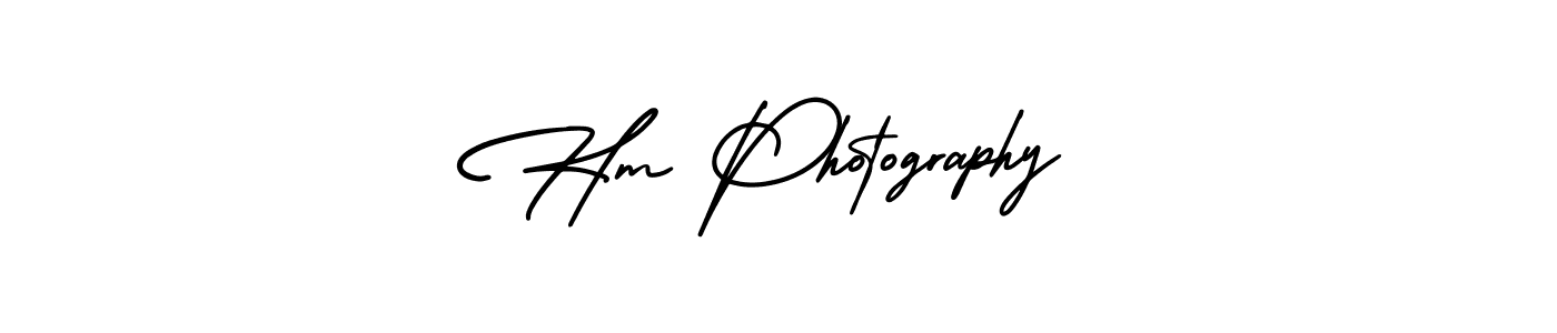 You should practise on your own different ways (AmerikaSignatureDemo-Regular) to write your name (Hm Photography) in signature. don't let someone else do it for you. Hm Photography signature style 3 images and pictures png