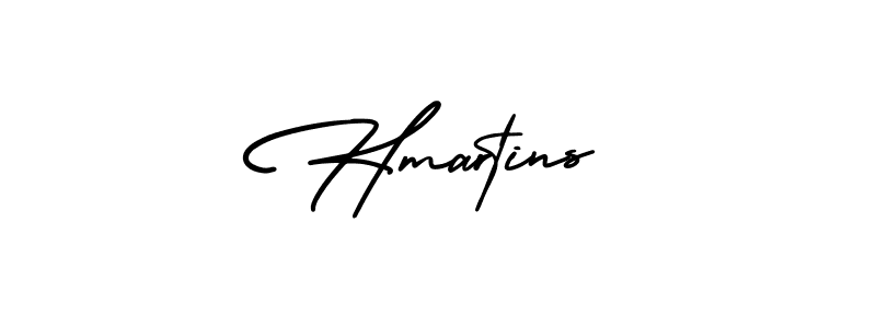 The best way (AmerikaSignatureDemo-Regular) to make a short signature is to pick only two or three words in your name. The name Hmartins include a total of six letters. For converting this name. Hmartins signature style 3 images and pictures png