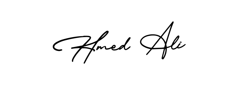 You should practise on your own different ways (AmerikaSignatureDemo-Regular) to write your name (Hmed Ali) in signature. don't let someone else do it for you. Hmed Ali signature style 3 images and pictures png