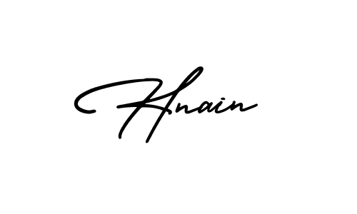 You should practise on your own different ways (AmerikaSignatureDemo-Regular) to write your name (Hnain) in signature. don't let someone else do it for you. Hnain signature style 3 images and pictures png