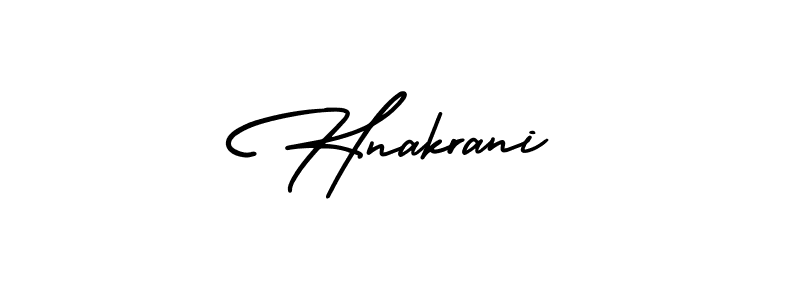 How to make Hnakrani name signature. Use AmerikaSignatureDemo-Regular style for creating short signs online. This is the latest handwritten sign. Hnakrani signature style 3 images and pictures png