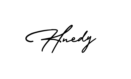 You should practise on your own different ways (AmerikaSignatureDemo-Regular) to write your name (Hnedy) in signature. don't let someone else do it for you. Hnedy signature style 3 images and pictures png