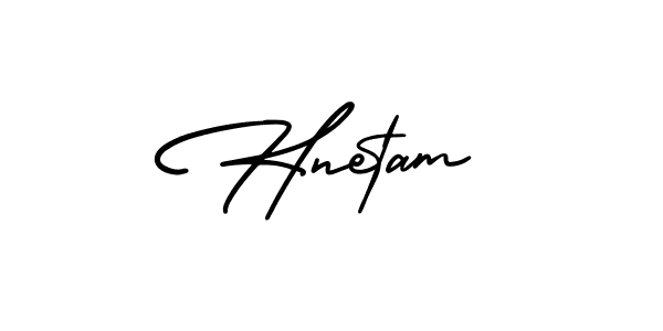 Design your own signature with our free online signature maker. With this signature software, you can create a handwritten (AmerikaSignatureDemo-Regular) signature for name Hnetam. Hnetam signature style 3 images and pictures png