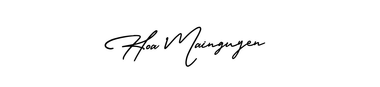 AmerikaSignatureDemo-Regular is a professional signature style that is perfect for those who want to add a touch of class to their signature. It is also a great choice for those who want to make their signature more unique. Get Hoa Mainguyen name to fancy signature for free. Hoa Mainguyen signature style 3 images and pictures png