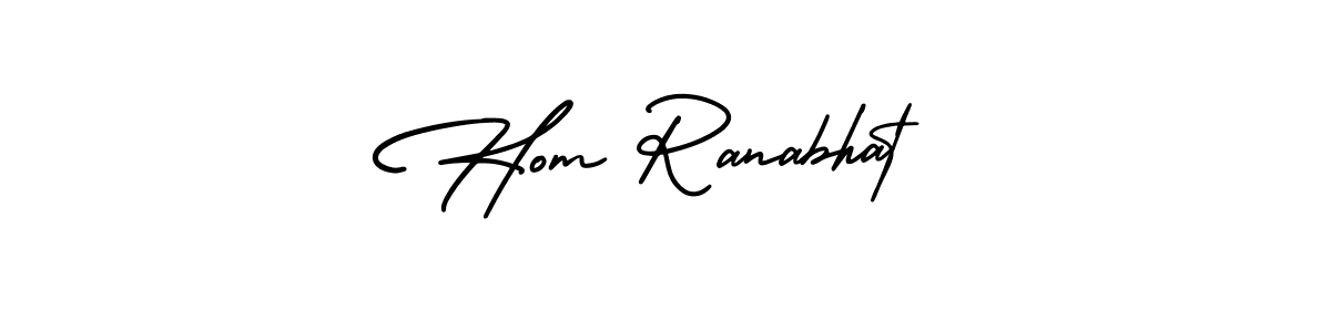 How to make Hom Ranabhat name signature. Use AmerikaSignatureDemo-Regular style for creating short signs online. This is the latest handwritten sign. Hom Ranabhat signature style 3 images and pictures png