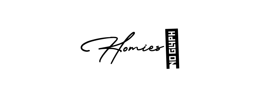 How to make Homies♡ name signature. Use AmerikaSignatureDemo-Regular style for creating short signs online. This is the latest handwritten sign. Homies♡ signature style 3 images and pictures png