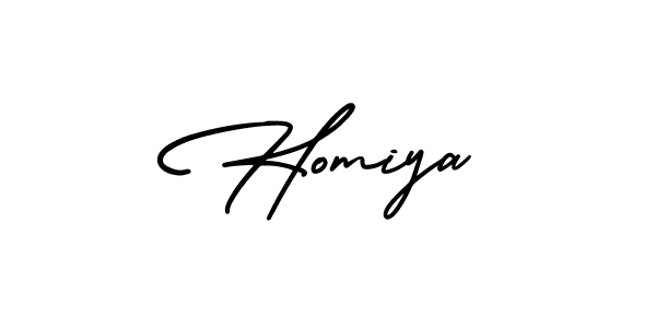 How to make Homiya name signature. Use AmerikaSignatureDemo-Regular style for creating short signs online. This is the latest handwritten sign. Homiya signature style 3 images and pictures png