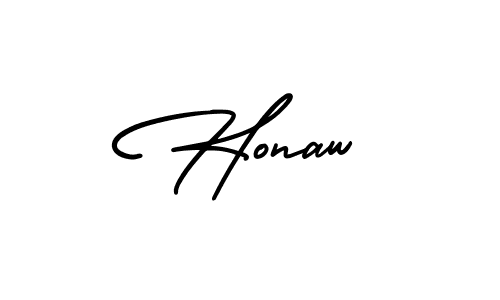 It looks lik you need a new signature style for name Honaw. Design unique handwritten (AmerikaSignatureDemo-Regular) signature with our free signature maker in just a few clicks. Honaw signature style 3 images and pictures png