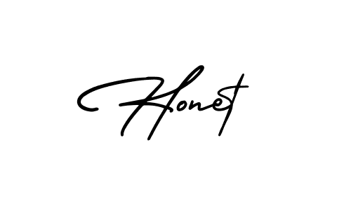 You should practise on your own different ways (AmerikaSignatureDemo-Regular) to write your name (Honet) in signature. don't let someone else do it for you. Honet signature style 3 images and pictures png