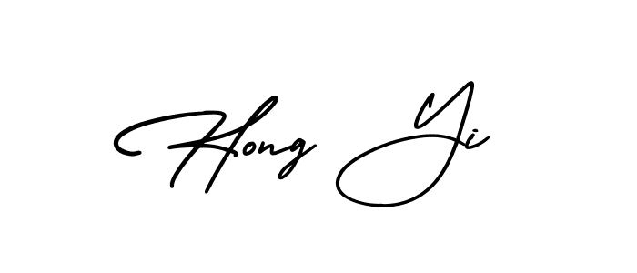 The best way (AmerikaSignatureDemo-Regular) to make a short signature is to pick only two or three words in your name. The name Hong Yi include a total of six letters. For converting this name. Hong Yi signature style 3 images and pictures png