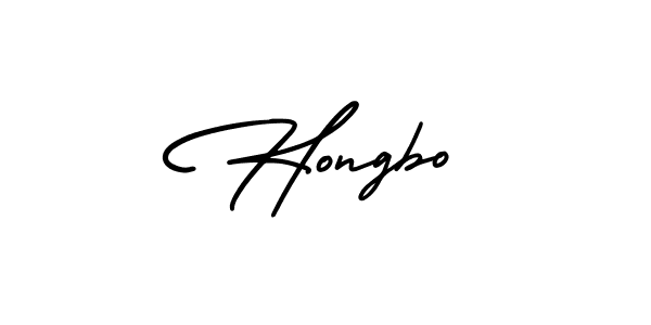 You should practise on your own different ways (AmerikaSignatureDemo-Regular) to write your name (Hongbo) in signature. don't let someone else do it for you. Hongbo signature style 3 images and pictures png