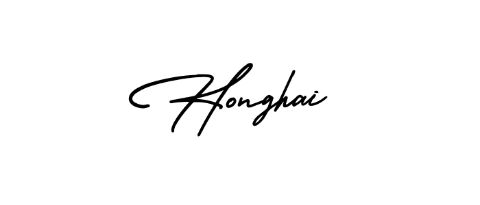 The best way (AmerikaSignatureDemo-Regular) to make a short signature is to pick only two or three words in your name. The name Honghai include a total of six letters. For converting this name. Honghai signature style 3 images and pictures png