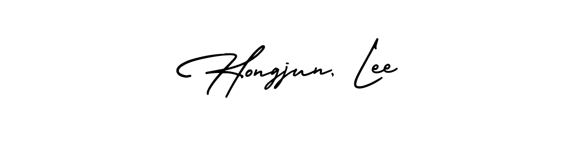 How to make Hongjun, Lee signature? AmerikaSignatureDemo-Regular is a professional autograph style. Create handwritten signature for Hongjun, Lee name. Hongjun, Lee signature style 3 images and pictures png