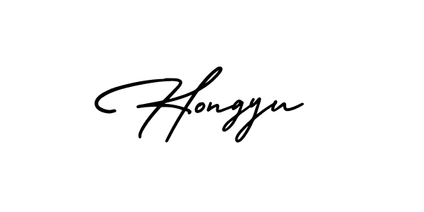 Make a beautiful signature design for name Hongyu. With this signature (AmerikaSignatureDemo-Regular) style, you can create a handwritten signature for free. Hongyu signature style 3 images and pictures png