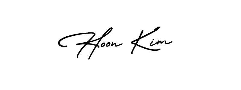 How to make Hoon Kim name signature. Use AmerikaSignatureDemo-Regular style for creating short signs online. This is the latest handwritten sign. Hoon Kim signature style 3 images and pictures png