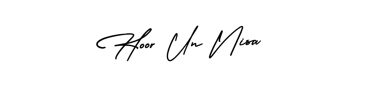 The best way (AmerikaSignatureDemo-Regular) to make a short signature is to pick only two or three words in your name. The name Hoor Un Nisa include a total of six letters. For converting this name. Hoor Un Nisa signature style 3 images and pictures png