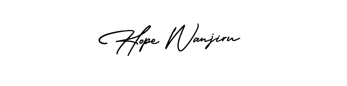 How to make Hope Wanjiru name signature. Use AmerikaSignatureDemo-Regular style for creating short signs online. This is the latest handwritten sign. Hope Wanjiru signature style 3 images and pictures png