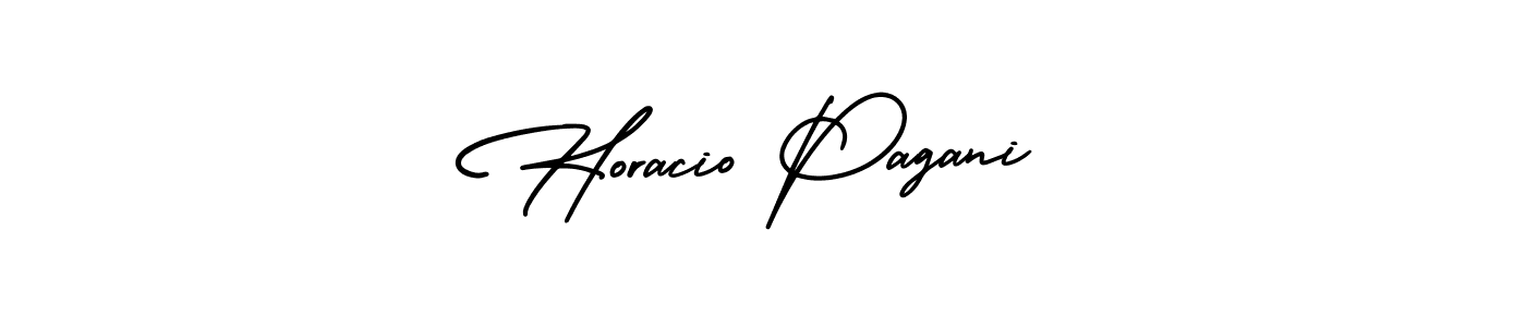 The best way (AmerikaSignatureDemo-Regular) to make a short signature is to pick only two or three words in your name. The name Horacio Pagani include a total of six letters. For converting this name. Horacio Pagani signature style 3 images and pictures png
