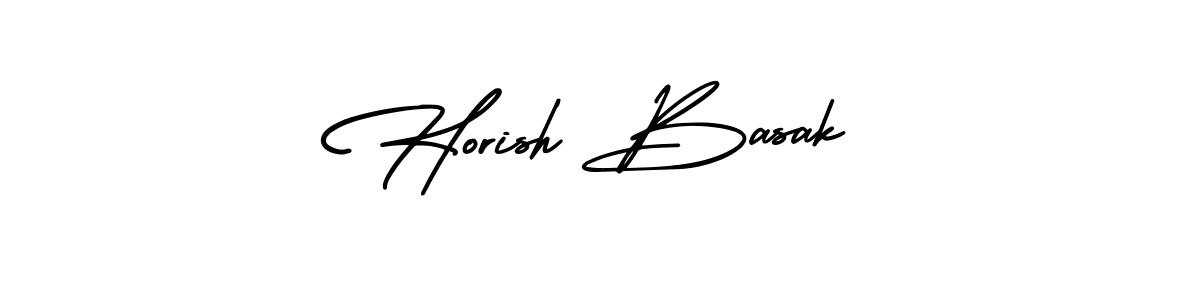 You should practise on your own different ways (AmerikaSignatureDemo-Regular) to write your name (Horish Basak) in signature. don't let someone else do it for you. Horish Basak signature style 3 images and pictures png