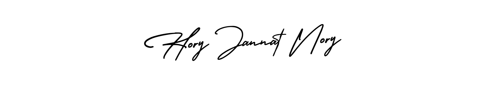 You should practise on your own different ways (AmerikaSignatureDemo-Regular) to write your name (Hory Jannat Nory) in signature. don't let someone else do it for you. Hory Jannat Nory signature style 3 images and pictures png