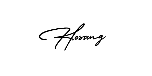 You should practise on your own different ways (AmerikaSignatureDemo-Regular) to write your name (Hosang) in signature. don't let someone else do it for you. Hosang signature style 3 images and pictures png