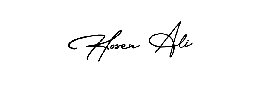 It looks lik you need a new signature style for name Hosen Ali. Design unique handwritten (AmerikaSignatureDemo-Regular) signature with our free signature maker in just a few clicks. Hosen Ali signature style 3 images and pictures png
