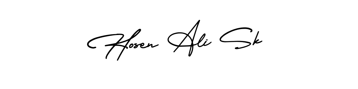 How to make Hosen Ali Sk name signature. Use AmerikaSignatureDemo-Regular style for creating short signs online. This is the latest handwritten sign. Hosen Ali Sk signature style 3 images and pictures png